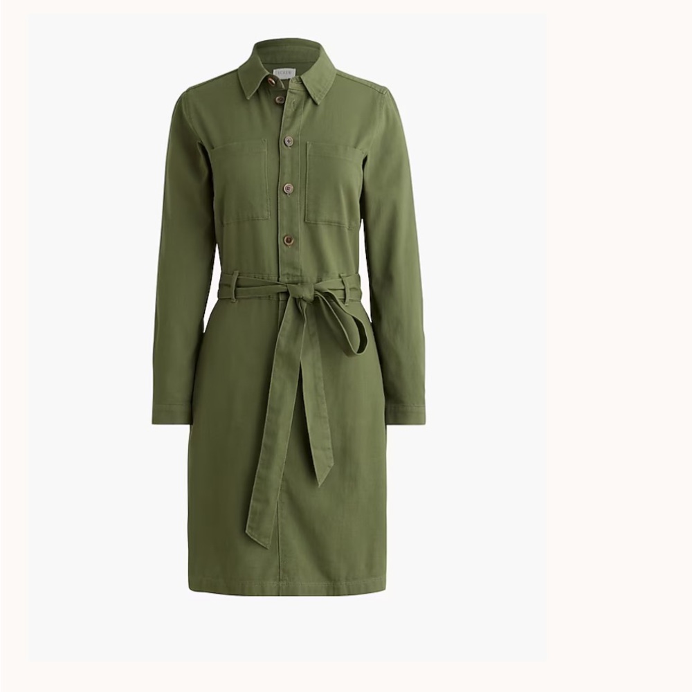 J. Crew Khaki Belted Shirt Dress